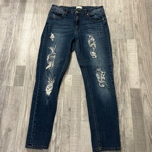 Altar'd State Medium Wash Blue Distressed Denim Jeans Women's Size 27